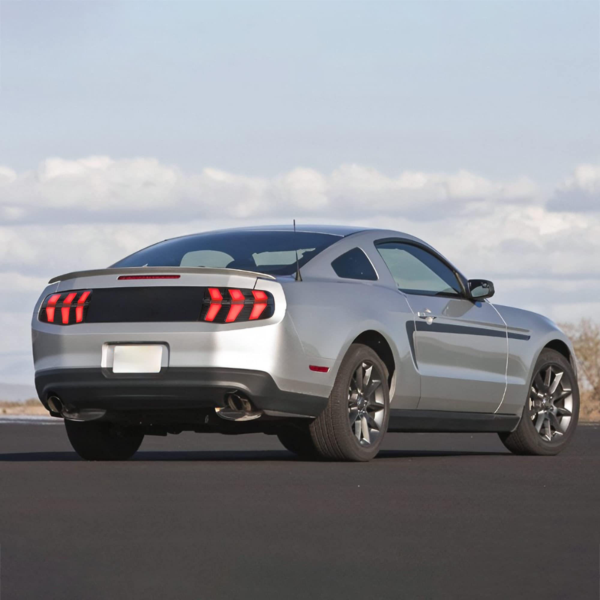 VLAND LED Tail Lights for Ford Mustang 2010-2012 - 7 Lighting Modes, Sequential Turn Signals, Startup Animation - Compatible with Driver & Passenger Side - Perfect for Night Driving and Car Customization