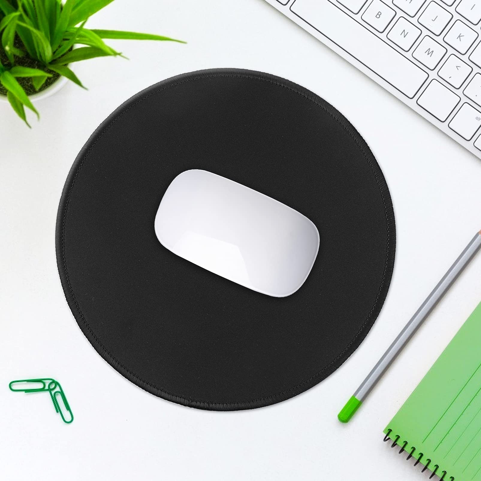Premium Round Mouse Pad with HD Printing - Non-Slip Rubber Base & Stitched Edge - Custom Textured Gaming Mouse Mat for Laptop & PC (8.7x8.7 Inch, Black) - Perfect for Office, Gaming & Home Workspace
