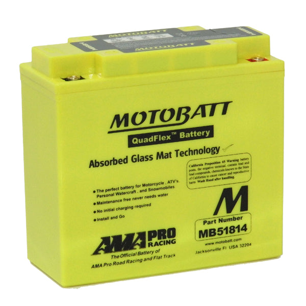 Motobatt MB51814 12V 22Ah AGM Motorcycle Battery - High Performance Power for Harley, Honda, Kawasaki & More - Perfect for Touring, Cruising & Off-Road Adventures
