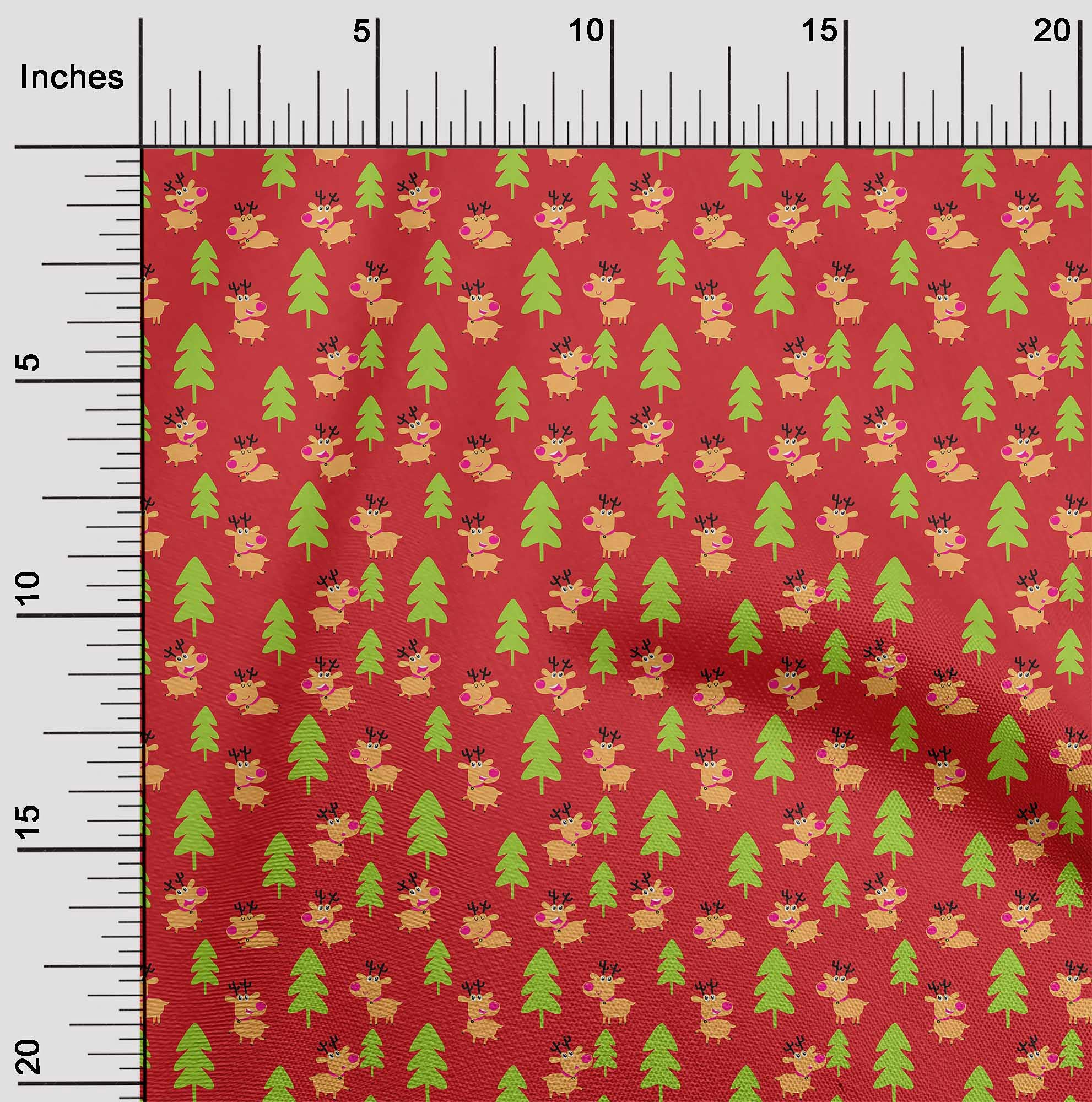 oneOone Polyester Spandex Red Christmas Print Fabric - 56 Inch Wide Stretch Material for DIY Clothing, Quilting, Holiday Decor & Craft Projects