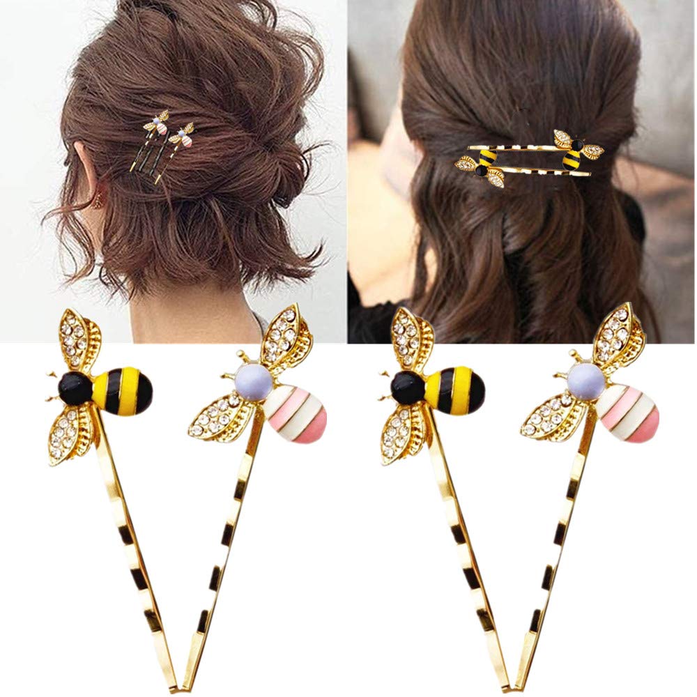 6 Pcs Cute Bee Hair Clips - Decorative Metal Hair Pins for Women & Girls, Curved Hair Grips for Short & Long Hairstyles - Perfect for Daily Wear, Parties & Weddings