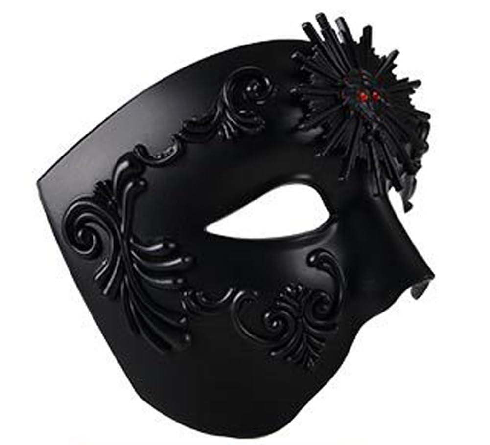 Steampunk Metal Cyborg Venetian Mask for Men - Gothic Phantom of The Opera Style Masquerade Mask - Perfect for Mardi Gras, Cosplay & Halloween Parties