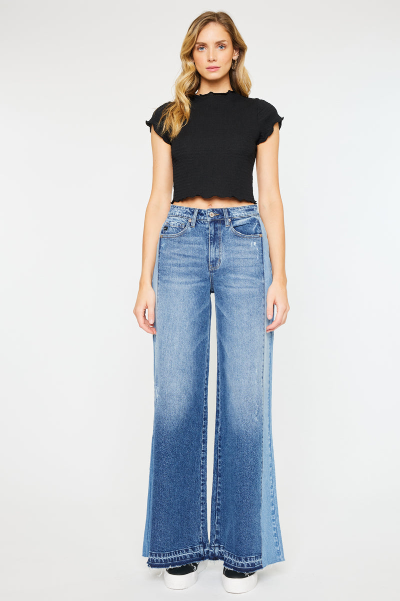 Clover High Rise Wide Leg Jeans for Women - Stretchy Comfort Denim Pants with Flared Fit - Perfect for Casual Outfits, Date Nights & Boho Style