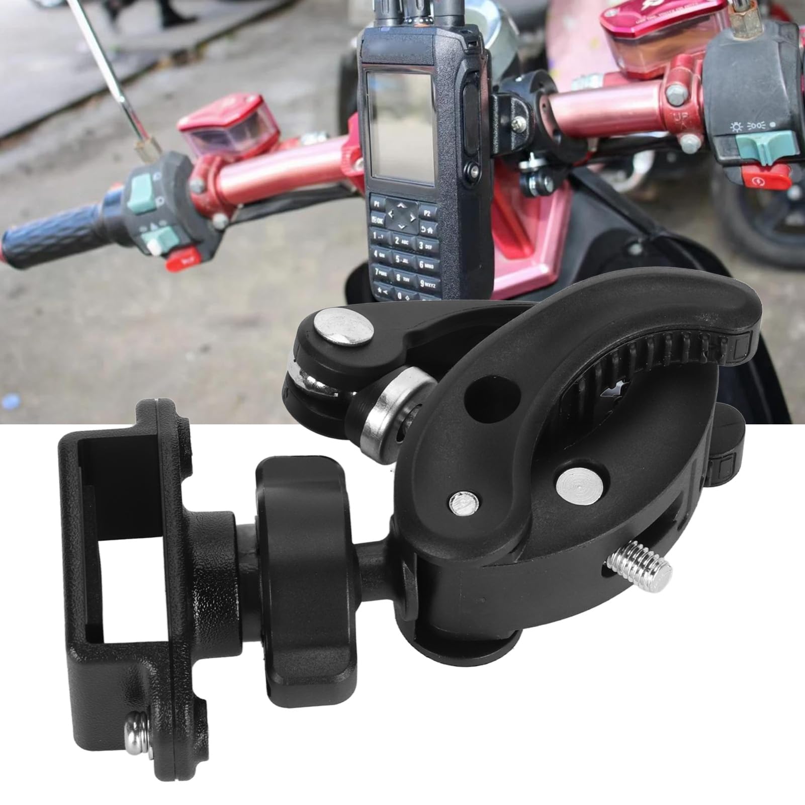 Adjustable Motorcycle Walkie Talkie Mount - Universal Two-Way Radio Bracket for Anytone, Icom & Handheld CB Radios | Secure Bike Communication for Group Rides & Off-Road Adventures
