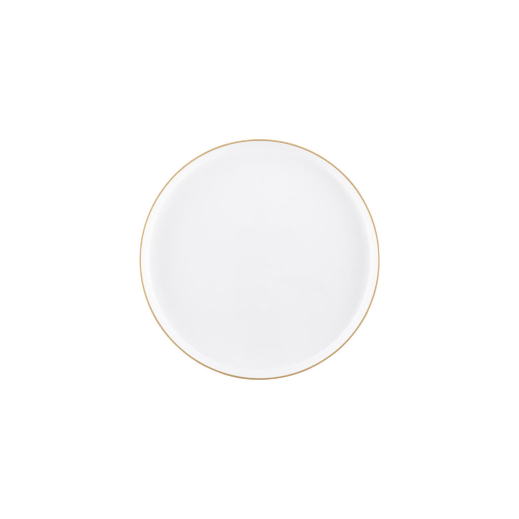 White and Gold Rim Round Plastic Plates (10 Pack) - Elegant Disposable Dinner Plates for Parties, Weddings & Events - Durable & Stylish Tableware for Home, Restaurant & Catering Use