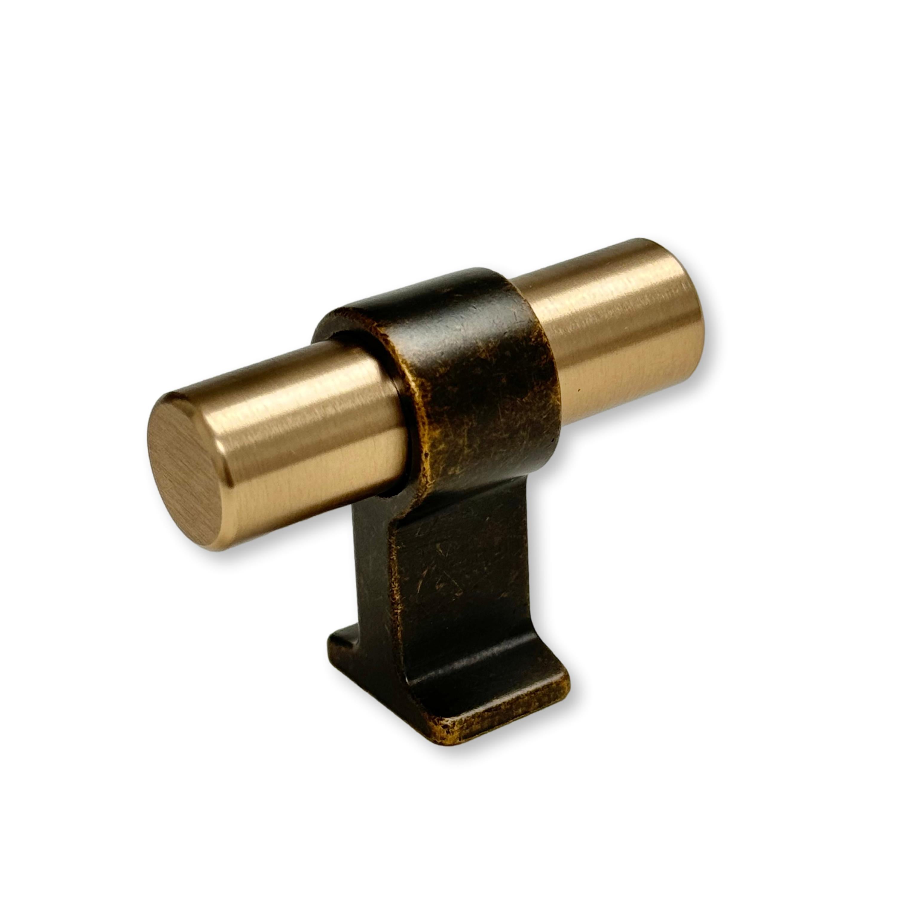 Brushed Bronze Cabinet Knobs and Pulls - Elegant T Bar Design for Kitchen & Bathroom Hardware - Perfect for Drawers, Cabinets, and Furniture - Dual Finish for Stylish Home Decor