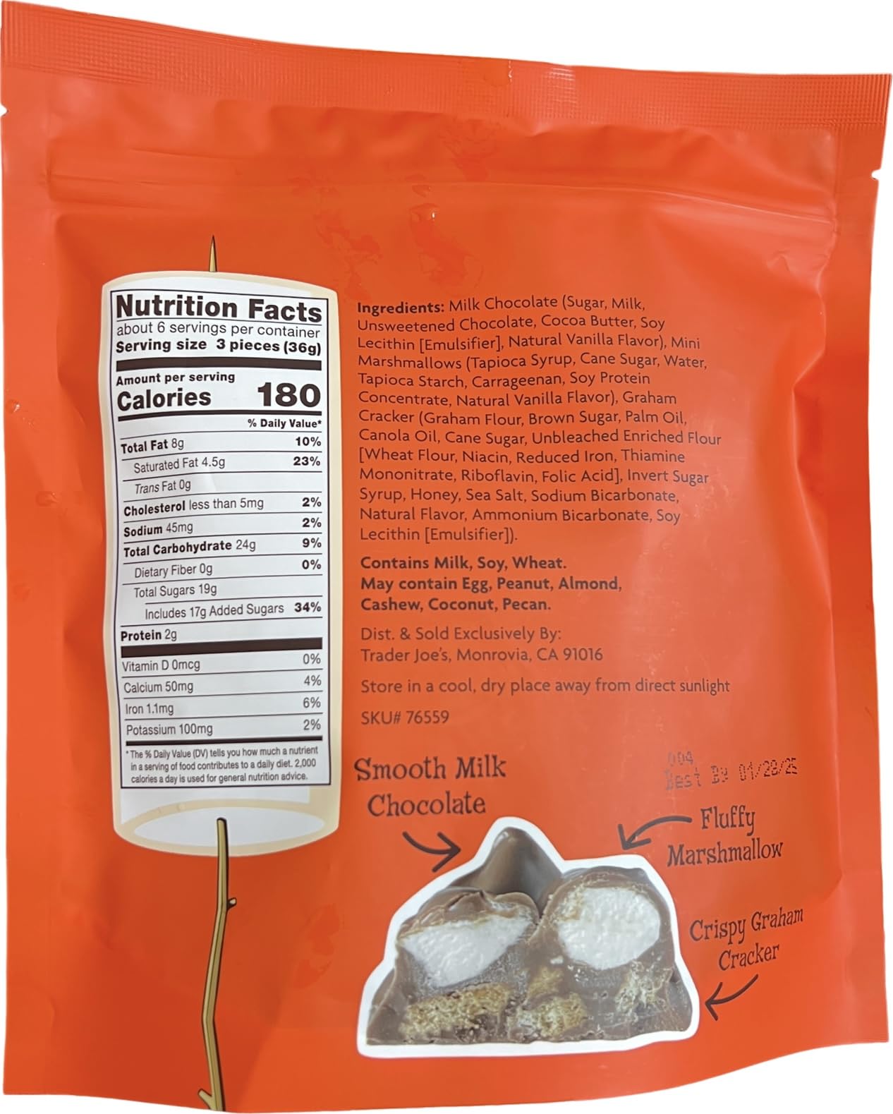 Trader Joe's S'mores Clusters - Milk Chocolate Covered Mini Marshmallows & Graham Crackers, 7 oz (Pack of 1) | Perfect for Camping, Parties & Sweet Treats