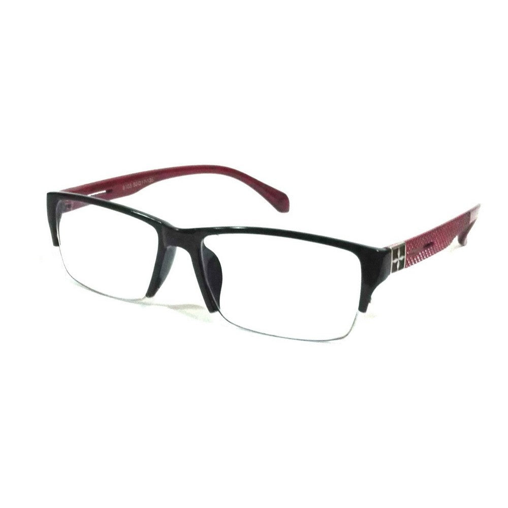 Anti-Glare Plastic Half Frame Computer Glasses 8103BKRD - Blue Light Blocking for Screen Time & Digital Eye Strain Relief - Perfect for Office, Gaming & Online Classes