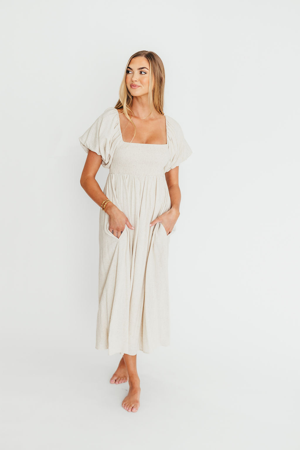 Rosalie Maxi Dress - Linen Maternity Dress for Women - Bump Friendly, Comfortable & Stylish - Perfect for Summer, Beach, and Casual Outings
