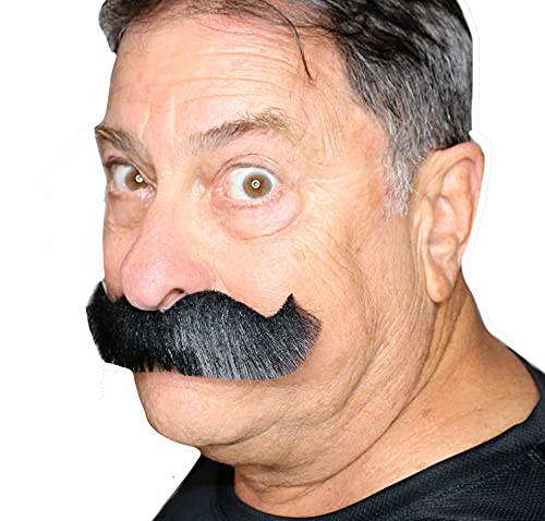 Self Adhesive Fake Mustache Costume Accessory - Novelty False Facial Hair for Adults (Rocking Grandpa Style) | Perfect for Halloween, Cosplay, Themed Parties & Comedy Performances