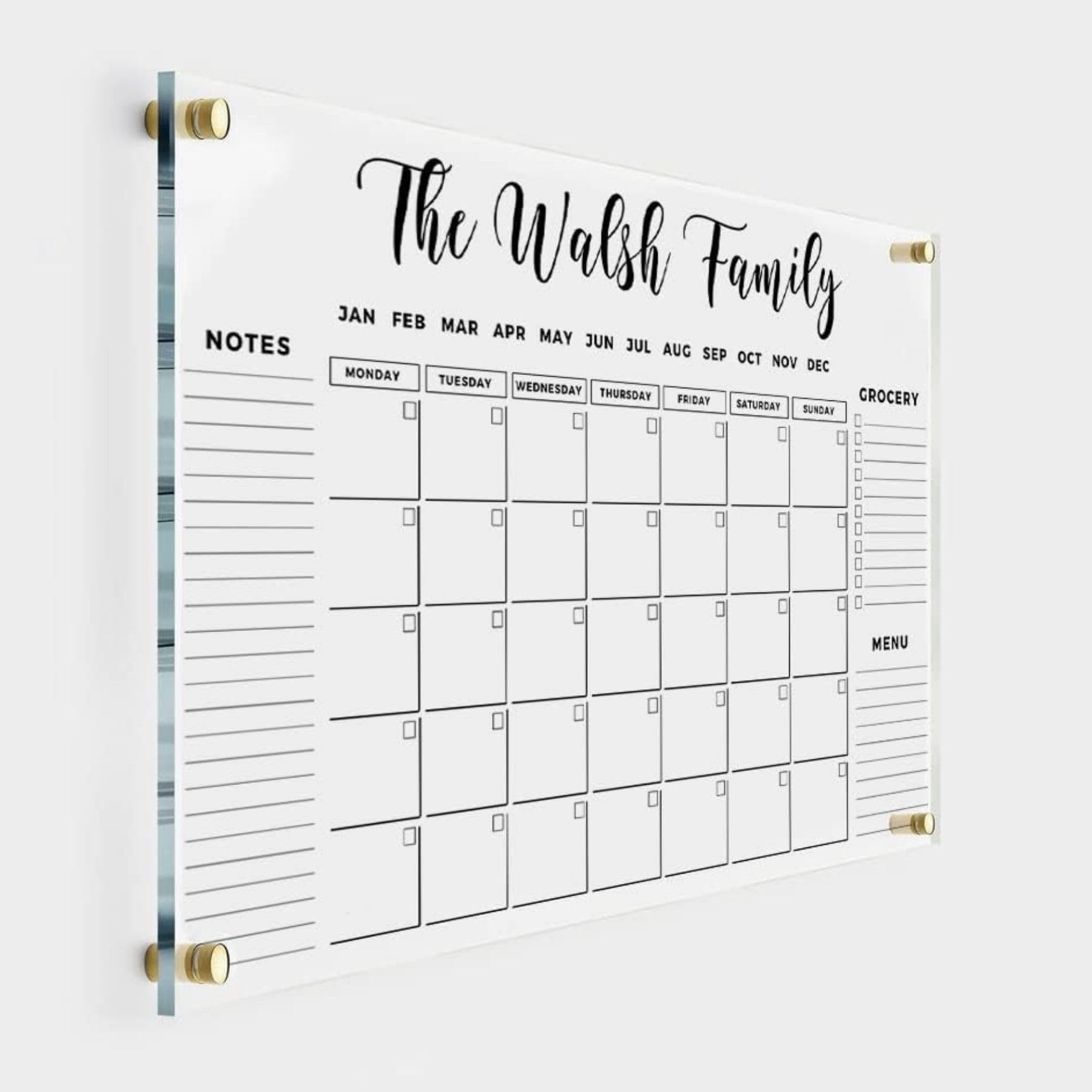 Large Personalized Acrylic Wall Calendar 2025 - Dry Erase Family Planner with Monthly & Weekly Layouts (28x20 Inch) - Perfect for Home Office, Kitchen, Classroom Organization & Family Scheduling