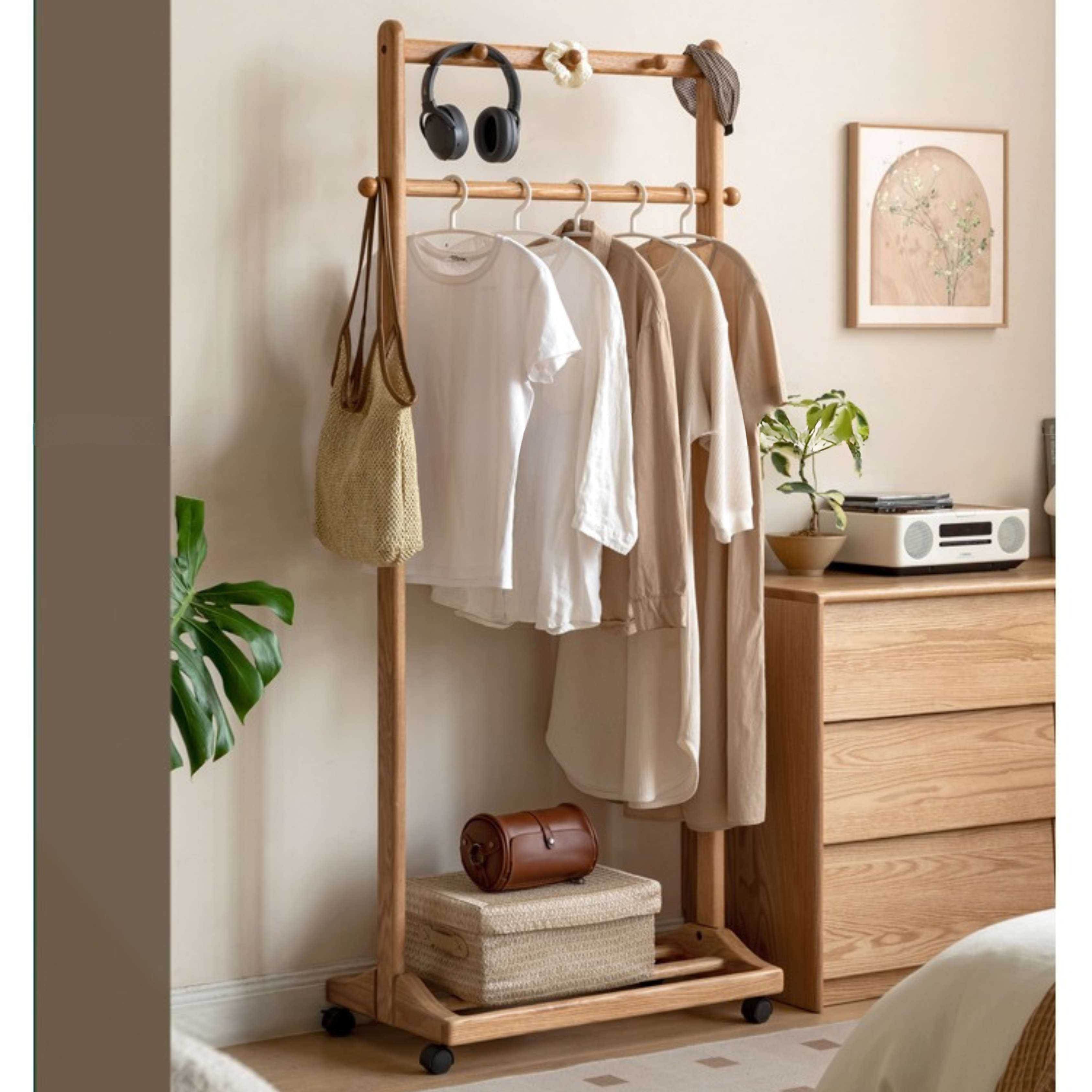 Premium Solid Oak & Birch Wood Wall Hanger - Adjustable Coat Rack for Jackets, Hats & Bags - Perfect for Entryway, Bedroom & Closet Organization