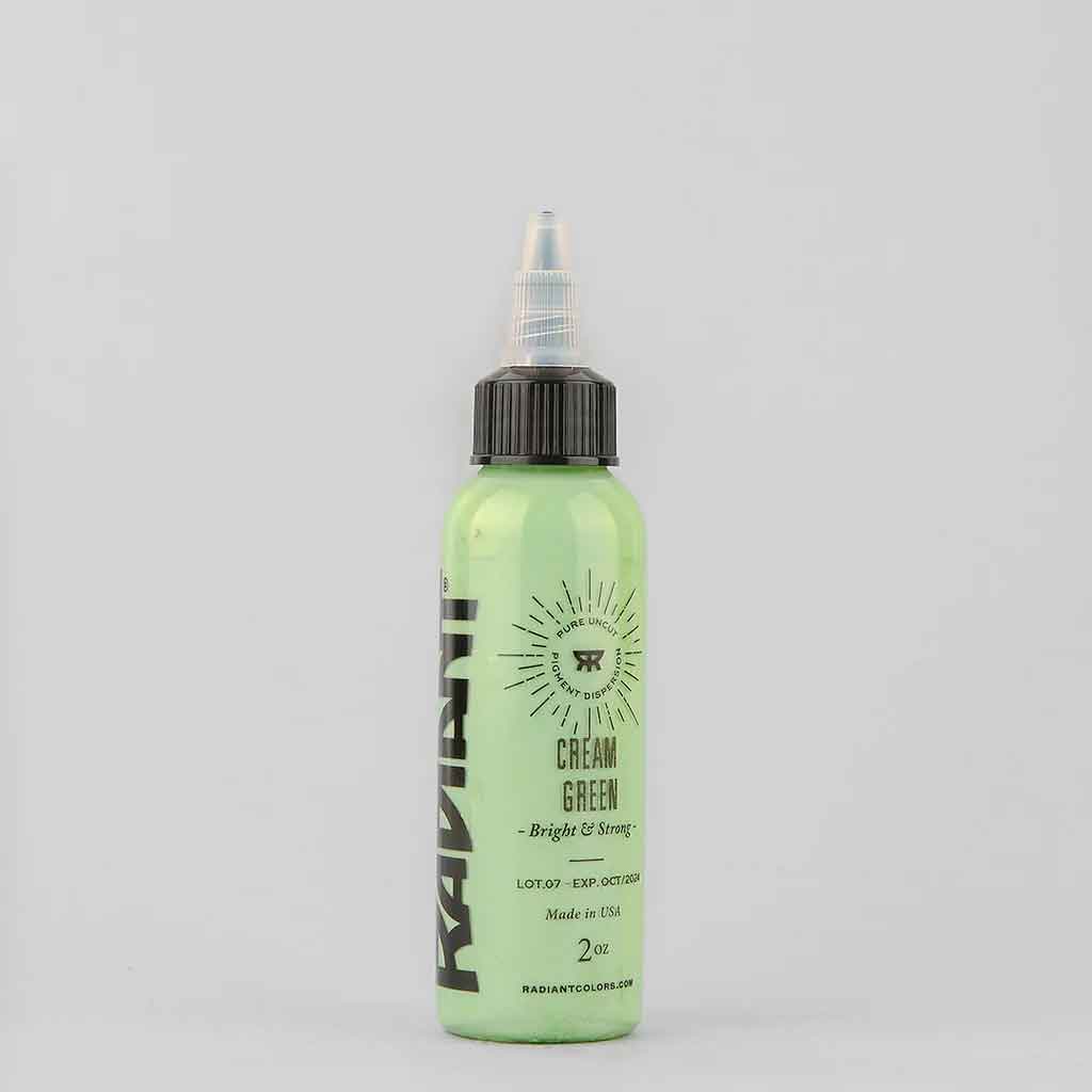 Premium Cream Green (Pastel) Radiant Tattoo Ink - 1 oz Bottle for Professional Tattoo Artists & Body Art - Perfect for Delicate Floral Designs & Watercolor Tattoos