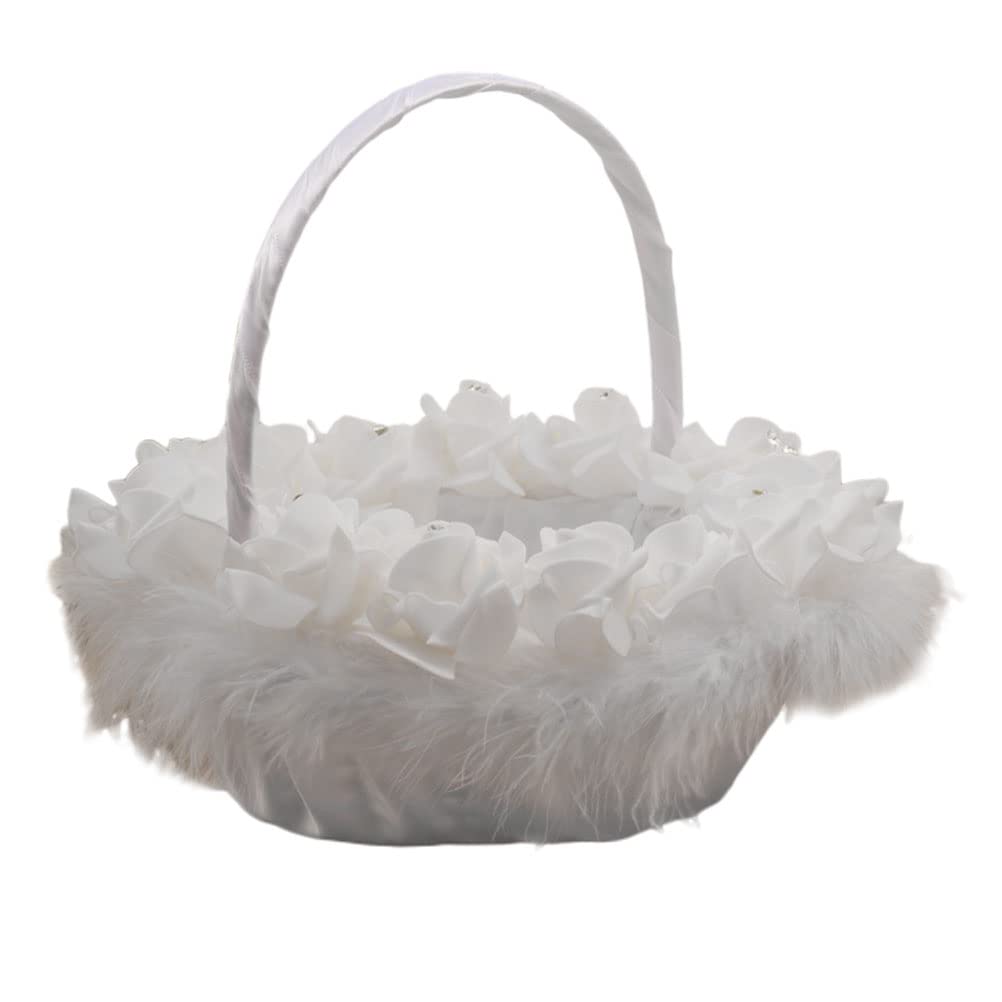 Veemoon Wedding Flower Girl Basket - Elegant Floral Design Collection for Bridal Ceremonies - Perfect for Weddings, Flower Girls, and Special Occasions