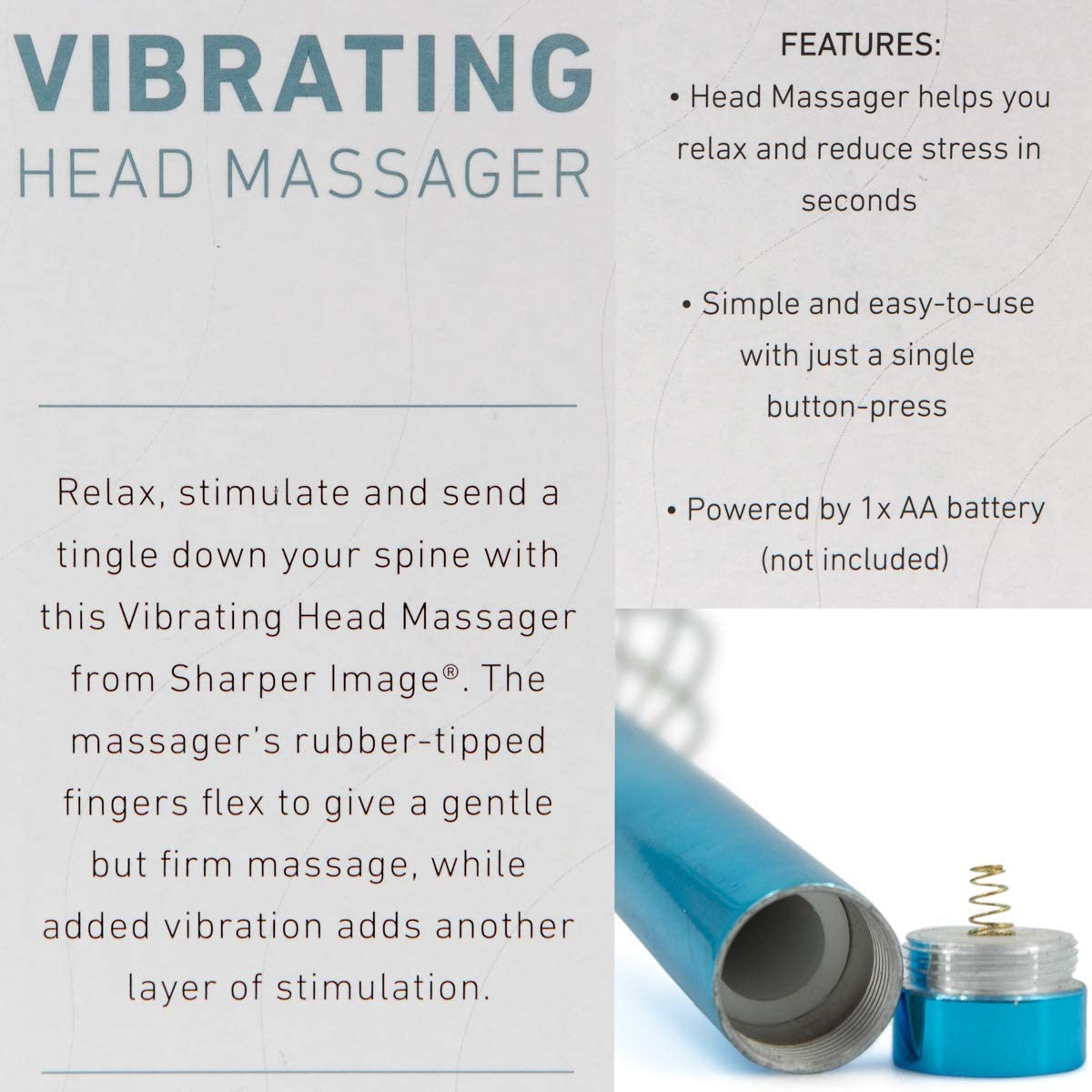 SHARPER IMAGE SMG1004SL Vibrating Head Massager for Relaxation - Relieve Stress & Tension - Perfect for Home, Office & Travel Use