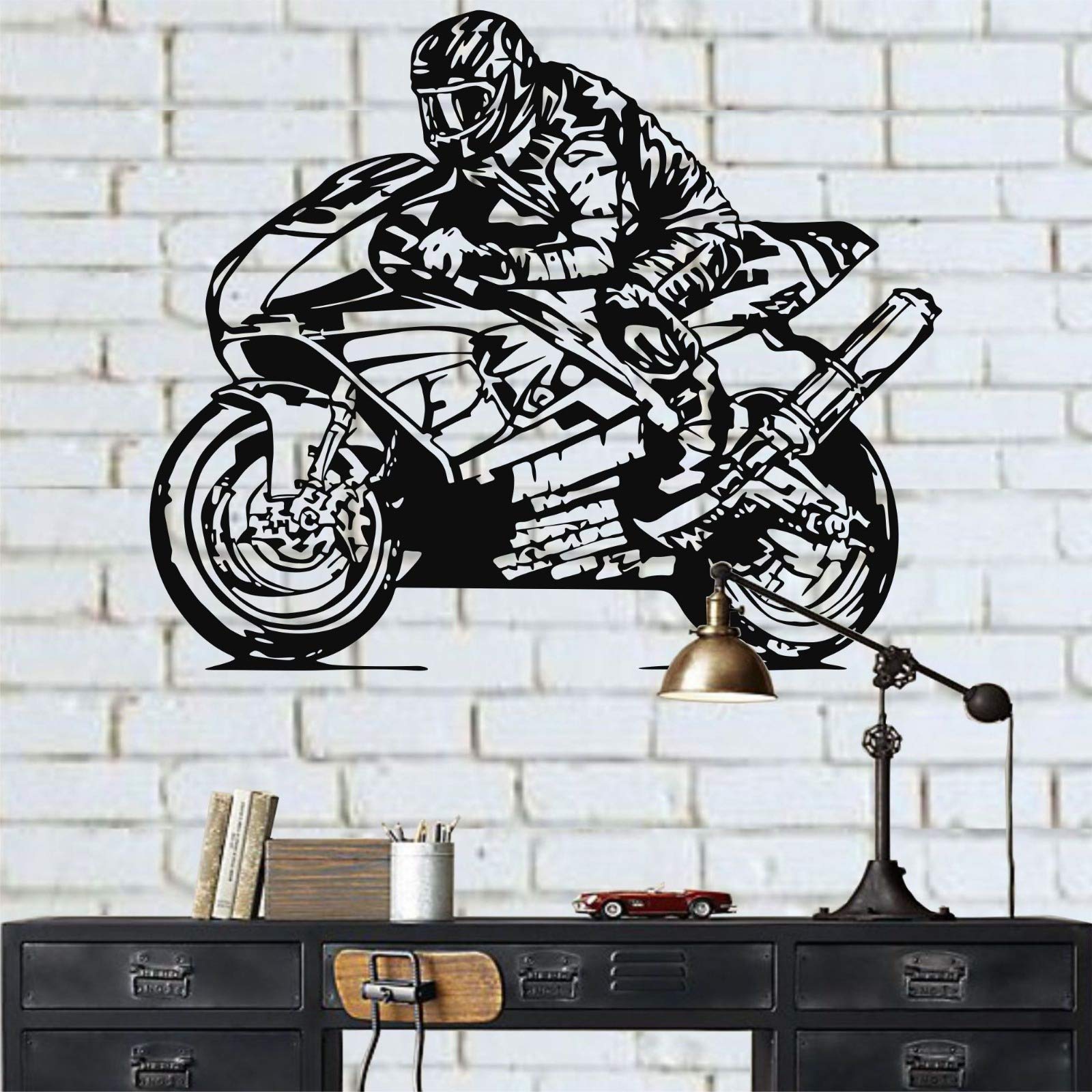 Handcrafted Metal Motorcycle Wall Art - Unique Gift for Motorcycle Riders & Enthusiasts - Vintage Bike Decor for Home, Office, Garage or Man Cave - 30