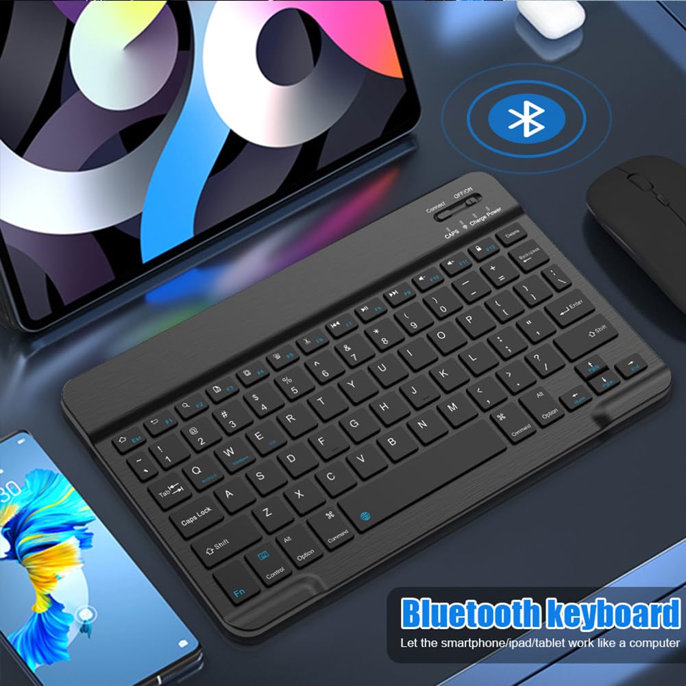 Bluetooth Keyboard for iPad 10th Gen, iPad Pro 13/12/11/10/9/8/7 inch, iPad Air 13/11th Gen, iPad Mini, Samsung & Xiaomi Tablets - Slim Wireless Portable Keyboard for Travel, Office & Home Use | Compatible with Multiple Devices