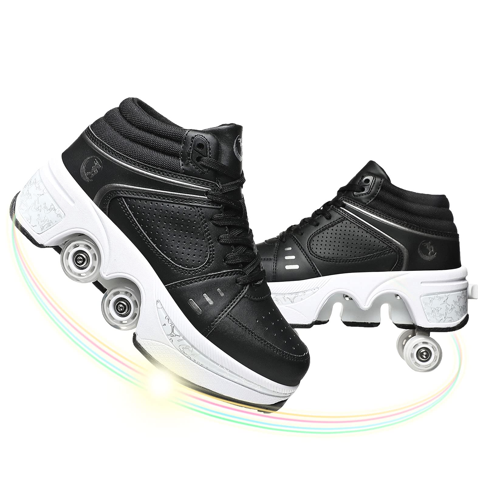 Double-Row Deformable Wheel Roller Shoes for Women & Kids - Retractable Skating Shoes That Transform into Roller Skates | Perfect for Outdoor Fun, Commuting & Sports Activities