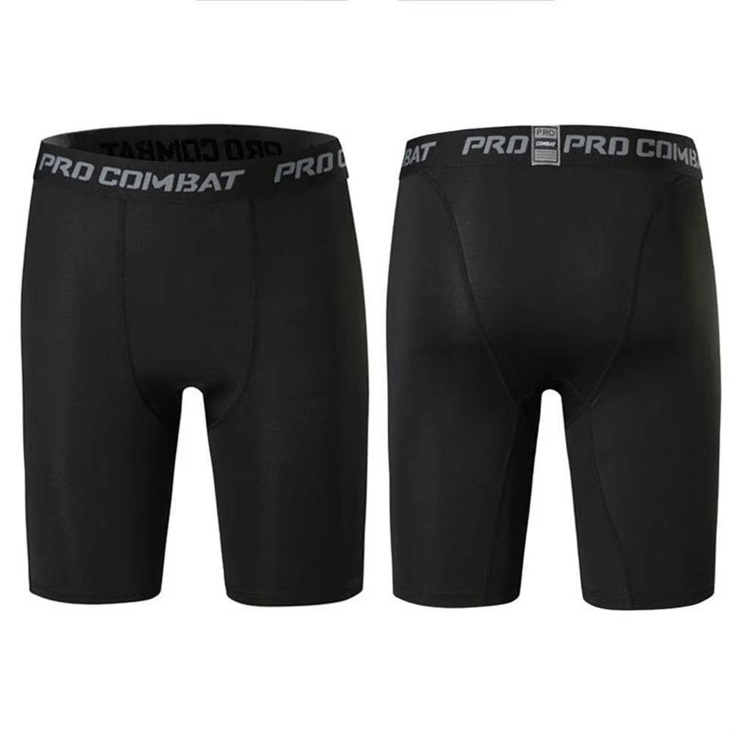 Black Pro Combat Spats Shorts for Men - Compression Leggings for Workout, Running & Training - Moisture-Wicking & Breathable Activewear