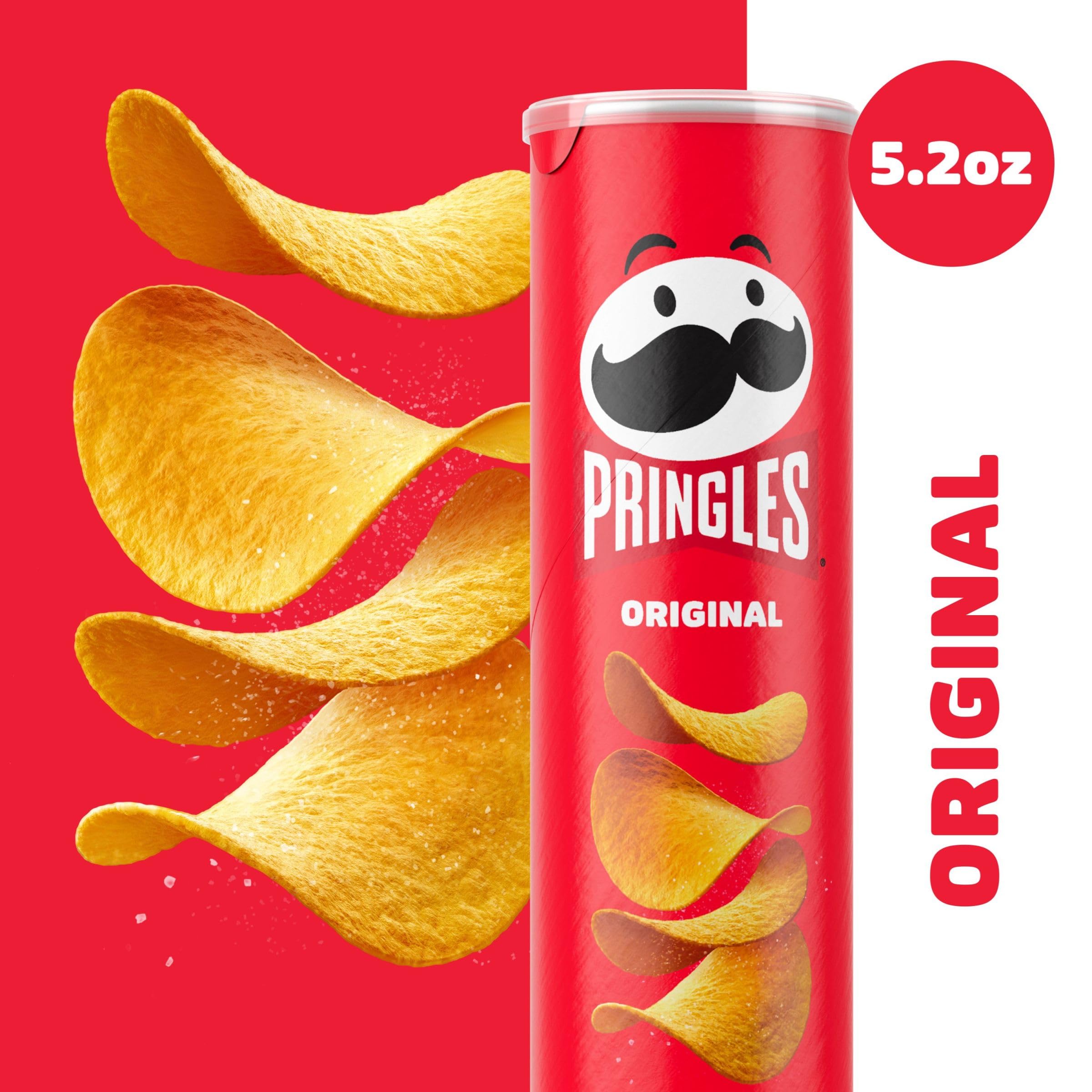Pringles Original Potato Crisps Chips - 5.2oz Can (Pack of 1) - Crunchy Lunch Snacks & On-The-Go Treats for Office, School, or Road Trips