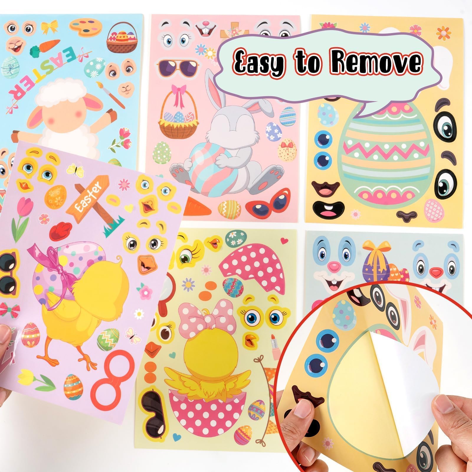 36Pcs Easter Stickers for Kids - DIY Easter Egg Bunny Face Craft Decorations, Party Favors, Easter Basket Fillers | Perfect for Classroom Activities, Scrapbooking, and Holiday Gift Giving