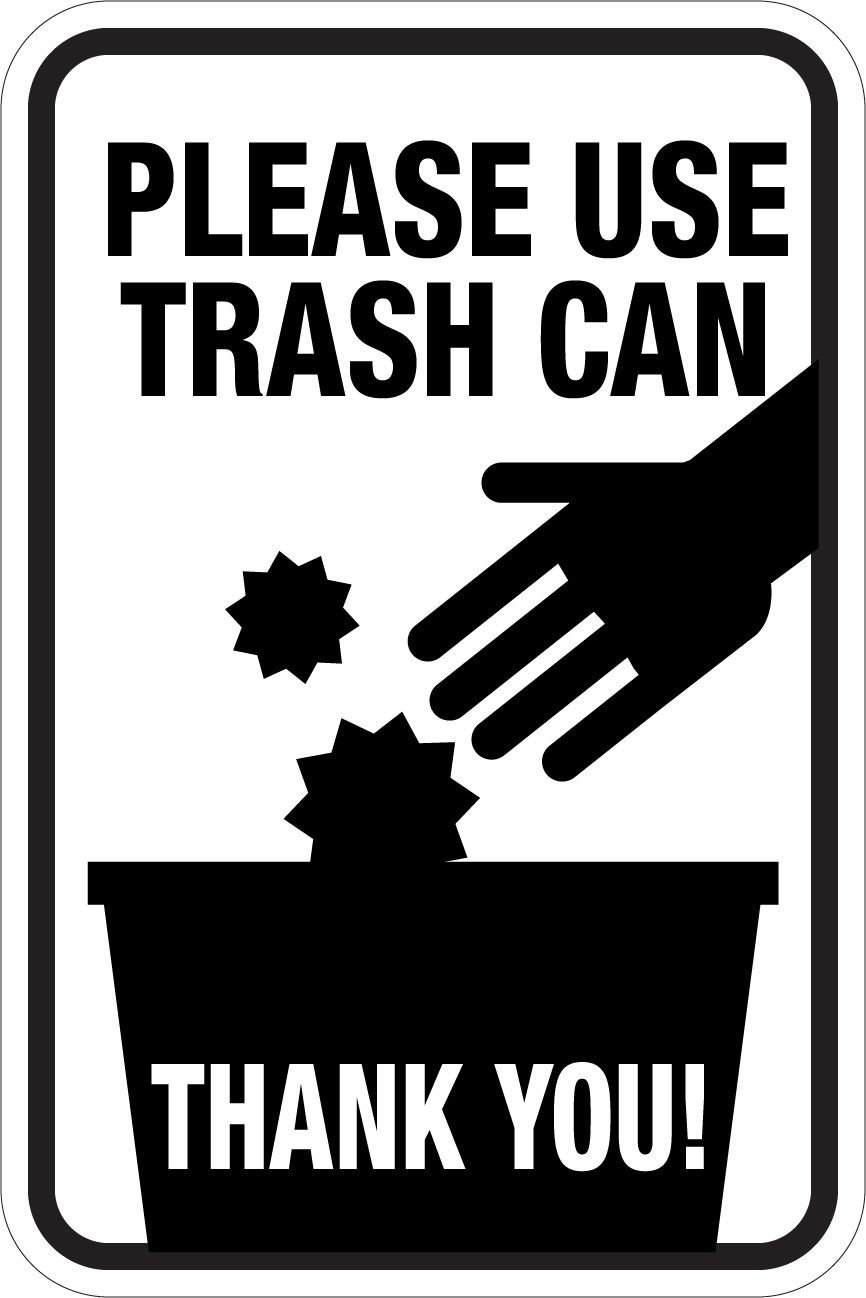 12 x 18 Inch Trash Can Safety Sign - 3M High Intensity Prismatic Reflective Sheeting with 10-Year Warranty - Durable Municipal & Security Signage for Public Areas, Parks & Waste Management Facilities