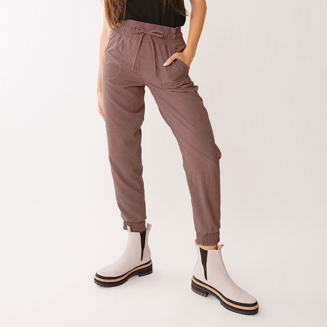 Destination Joggers for Women - Soft Heather Maroon Lounge Pants - Perfect for Yoga, Running & Casual Wear
