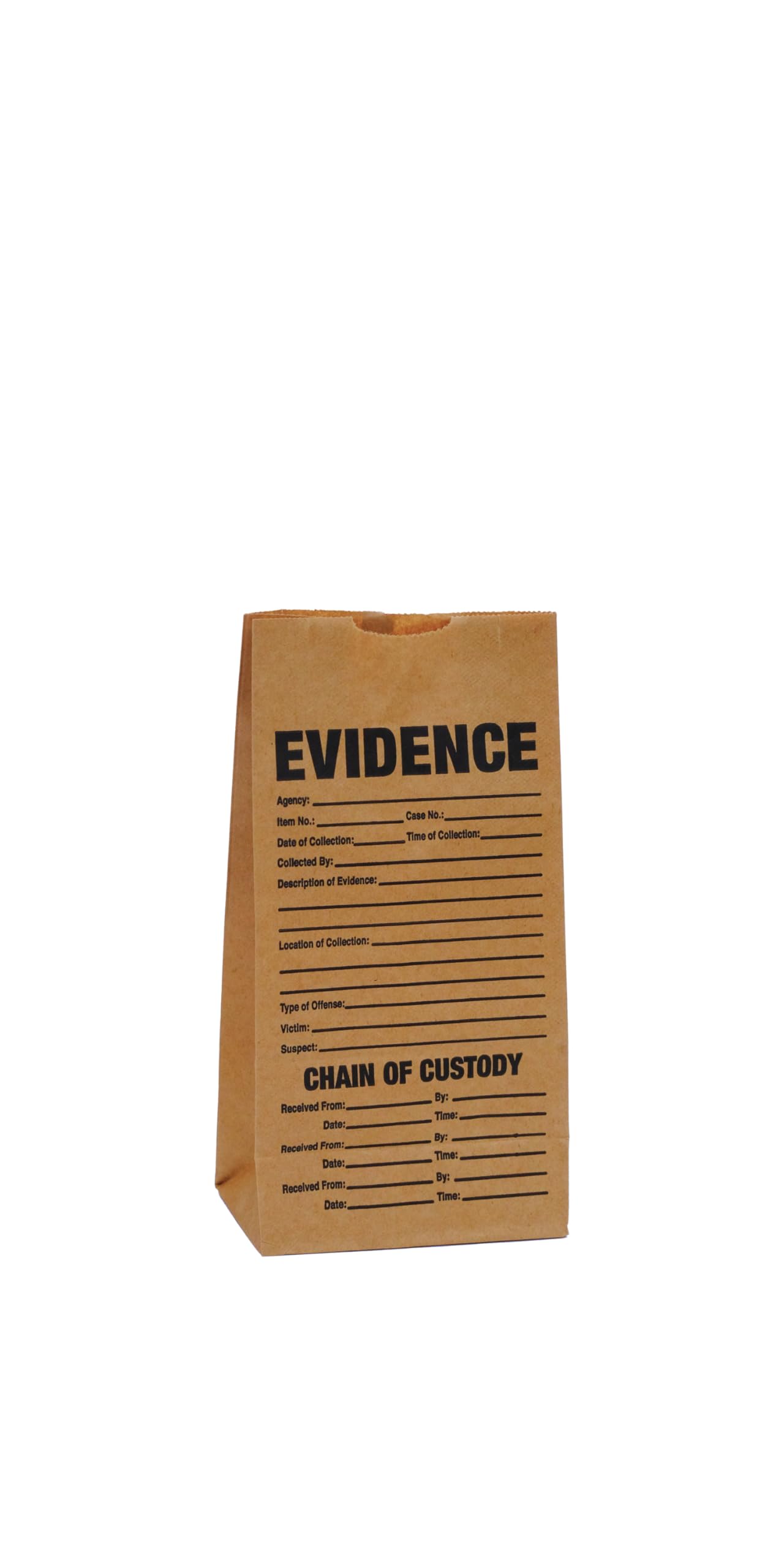 Crime Scene Evidence Bin with 3 Sizes of Paper Evidence Bags - Police & Forensic Supplies for Crime Scene Investigation, Film Production & Training Scenarios
