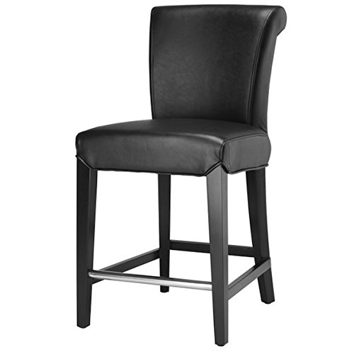 Safavieh Custom Wood & Leather Counter Stool - Modern Kitchen & Dining Room Bar Stool for Home, Restaurant & Cafe Use