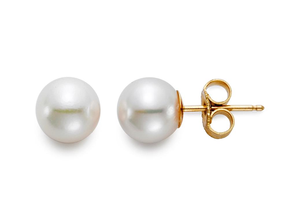 6.5-7mm AA Grade Akoya Pearl 18K Yellow Gold Stud Earrings for Women - Elegant Jewelry Gift for Wedding, Anniversary & Special Occasions