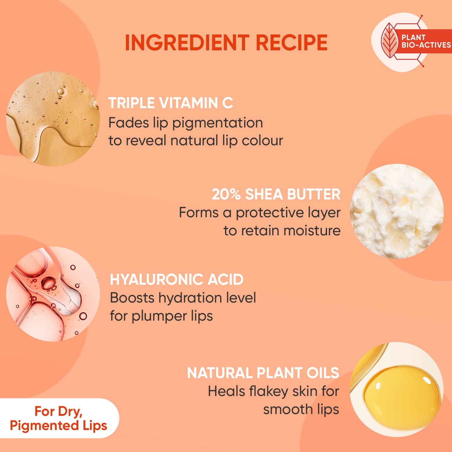 Dot & Key Vitamin C + E Lip Plumping Mask - Hydrating & Brightening Treatment for Dry, Flaky Lips, Reduces Pigmentation - Blood Orange & Nectarine Scent (15ml) | Perfect for Night Care & Pre-Makeup Prep