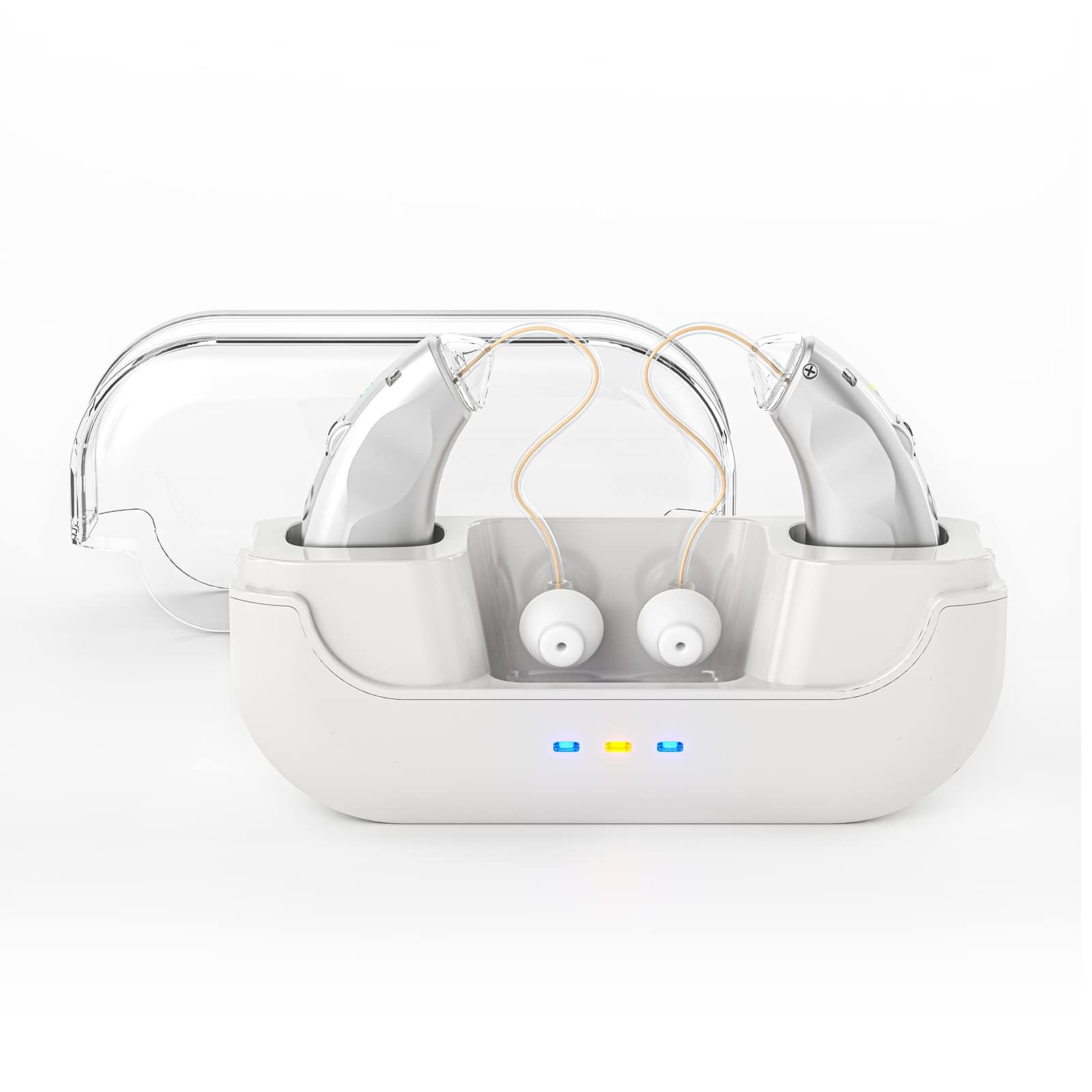 Rechargeable Hearing Aids for Seniors - BTE Digital Hearing Amplifier with Noise Reduction for Adults - OTC Hearing Aid with Charging Case - Perfect for TV Watching, Conversations & Outdoor Activities