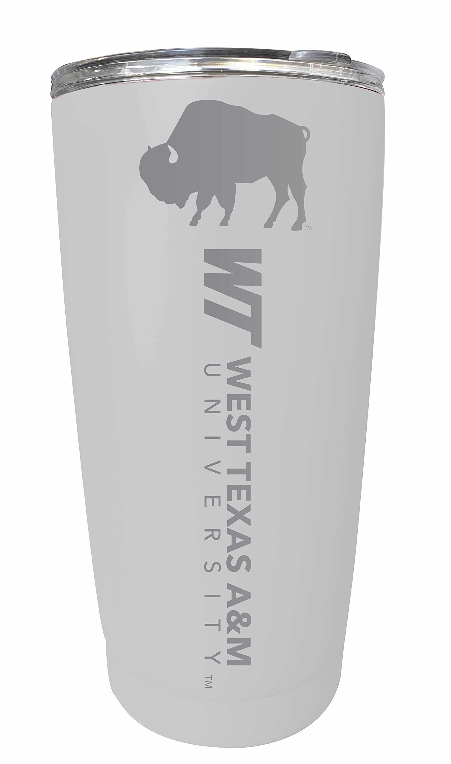 West Texas A&M Buffaloes 16oz Stainless Steel Tumbler with Laser Etching - Insulated Travel Mug for Hot & Cold Drinks, White - Perfect for College Students, Alumni Gifts & Game Day Tailgating
