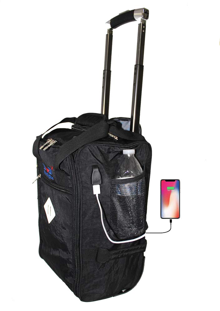 United Airlines Approved 17-Inch Rolling Under Seat Duffel Bag - Compact Carry-On Luggage for Air Travel, Business Trips & Weekend Getaways (Black)