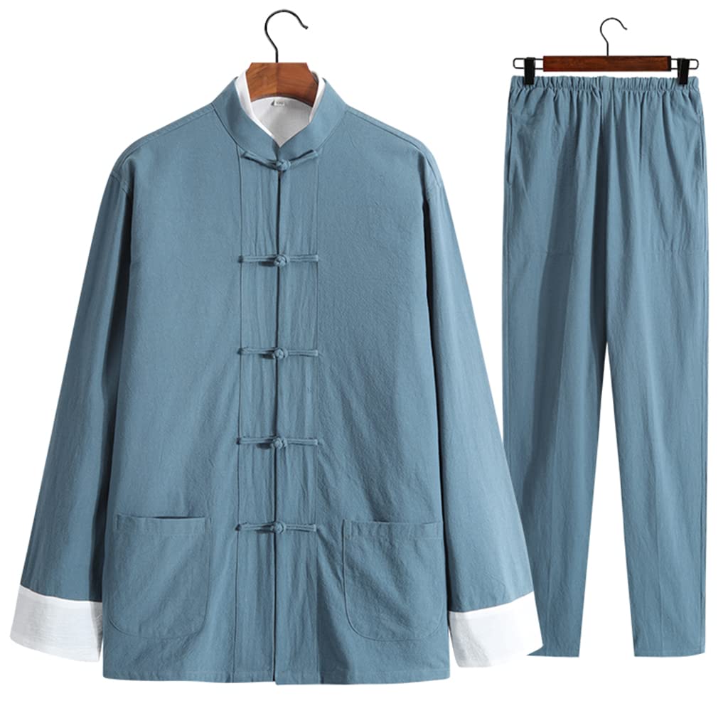 Traditional Chinese Kung Fu Uniform & Tang Suit for Men - Cotton Linen Tai Chi Outfit with Shirt, Pants & Jacket (Black, Sizes 1-5XL) | Perfect for Martial Arts Training, Tai Chi Practice & Cultural Performances