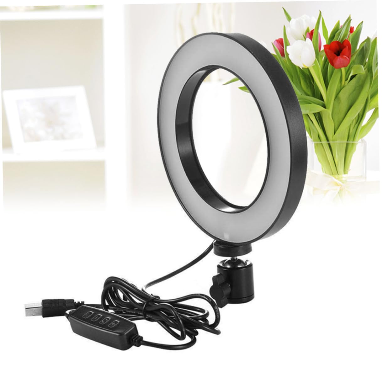 Mikikit 3-Piece LED Ring Fill Light Kit - Dimmable Vanity Lighting for Live Streaming, YouTube Videos, Photography & Makeup Studio (Black) - Perfect for Content Creators, Beauty Vloggers & Professional Photographers
