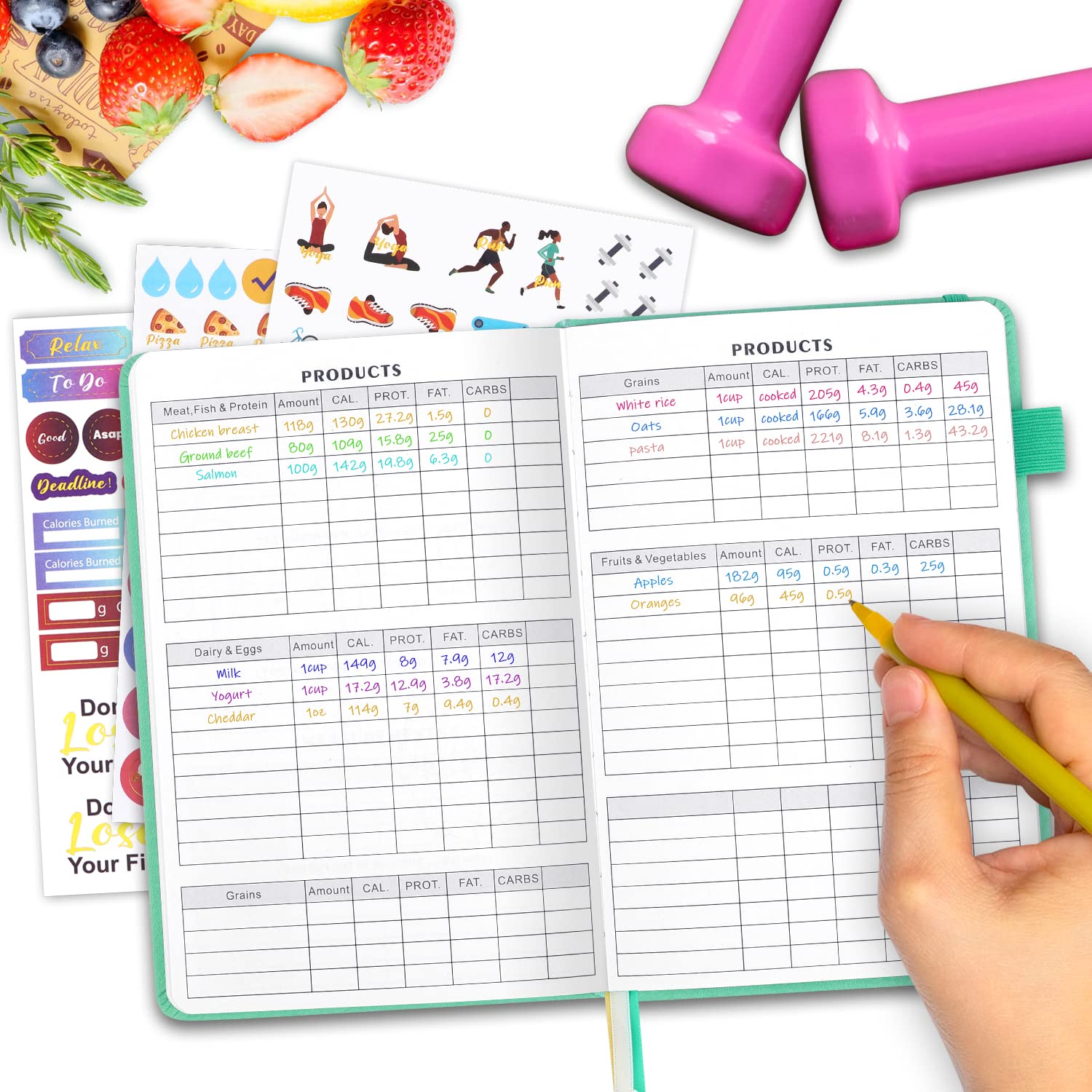 Premium Food & Fitness Journal Hardcover - Wellness Planner & Workout Tracker for Women & Men | Track Meals, Exercise, Calories & Weight Loss | Diet & Training Log | Undated for Home & Gym Use | Perfect for Meal Planning, Gym Routines & Health Goals
