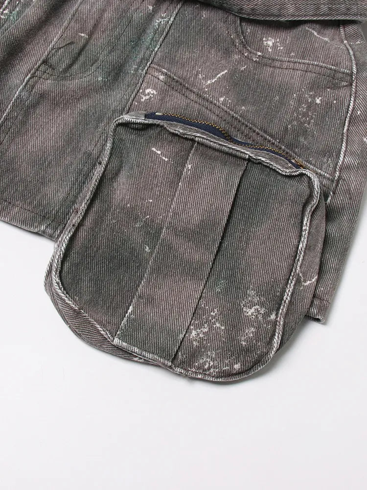 Women's High Waist A-Line Denim Skirt - Short Length Patchwork Camouflage Design with Lace Up Detail | Summer Fashion Casual Wear for Outings, Dates & Street Style