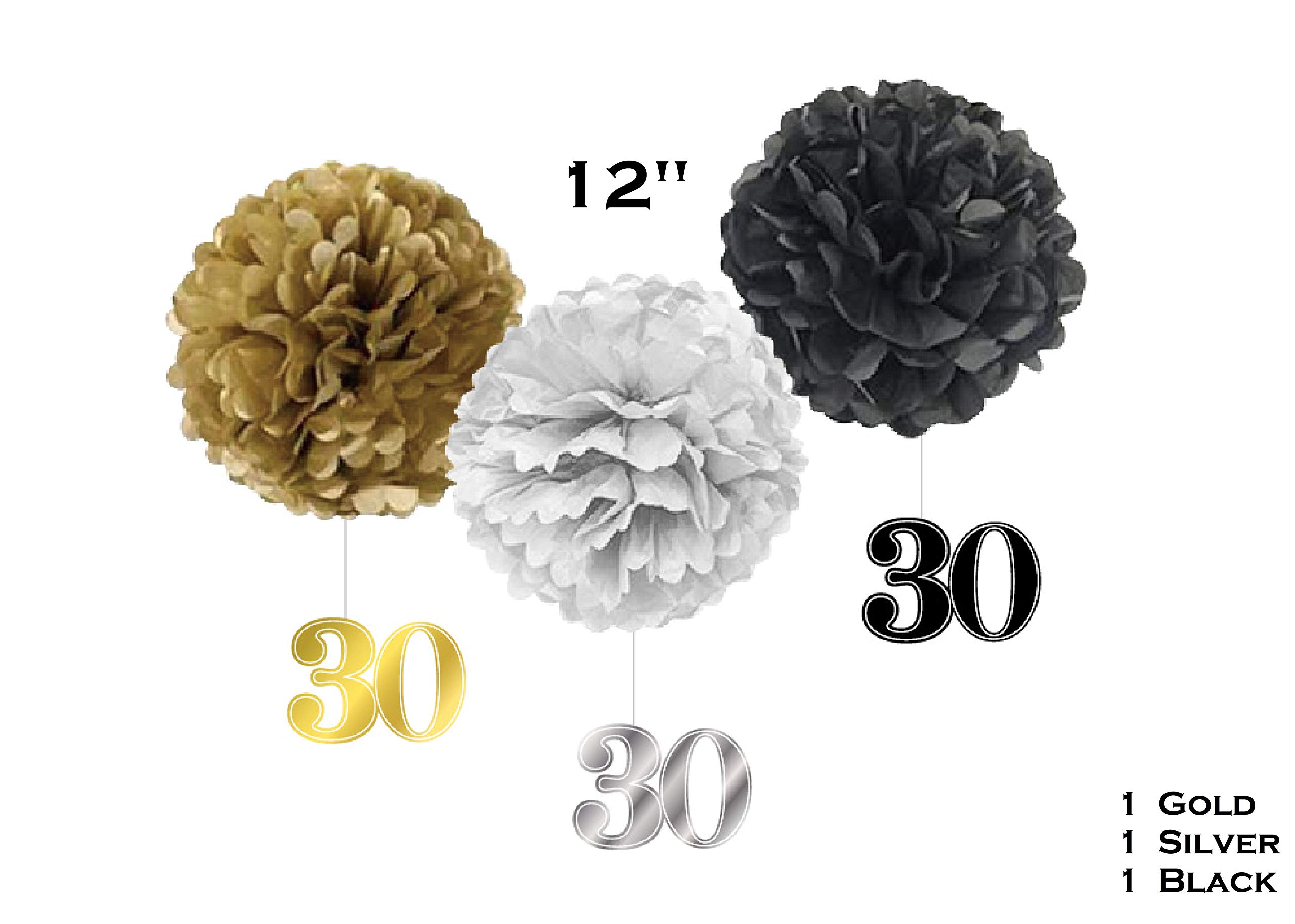30th Birthday Party Supplies Set - 9 Inch Dinner Plates, 7 Inch Dessert Plates, 12oz Cups & 3-Ply Napkins with Swirl Design - Includes Cake Topper & Number 30 Candle - Perfect for Milestone Celebrations, Anniversary Parties & Special Occasions