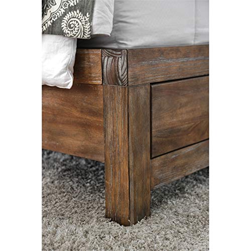 Furniture of America Russ Rustic Solid Oak Wood California King Storage Bed Frame - Spacious Underbed Storage for Master Bedroom & Guest Room Organization