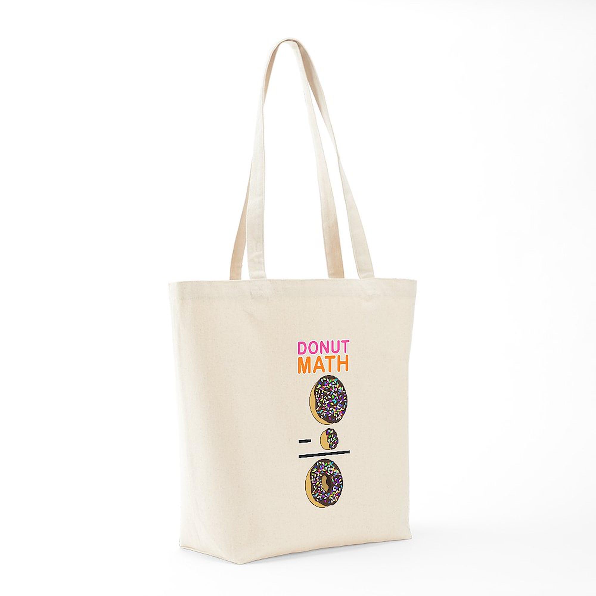 Donut Math Tote Bag - Reusable Natural Beige Canvas Shopping Bag for School, Work & Groceries | Funny Math Teacher Gift | Eco-Friendly Cotton Tote