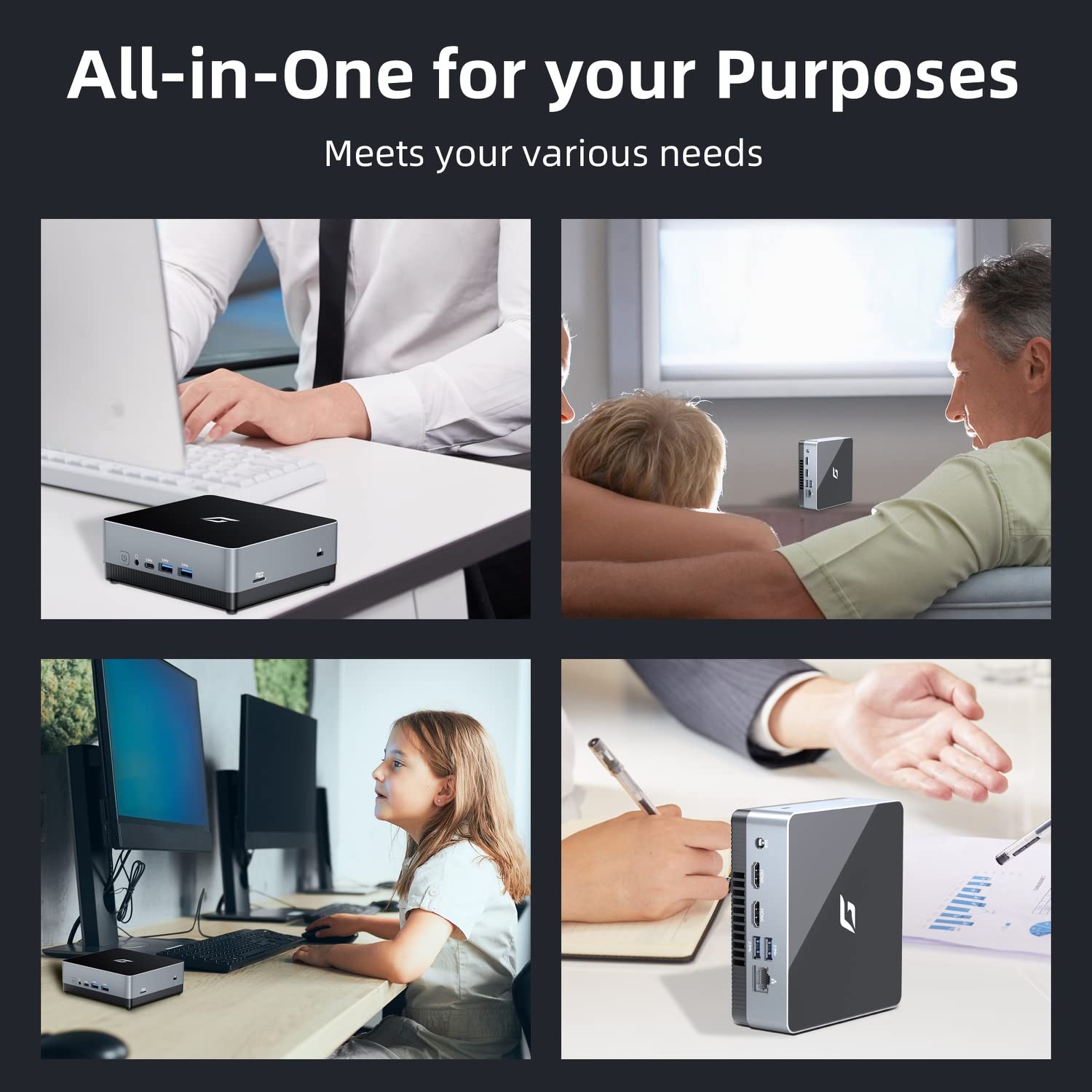 Intel N5095A Quad-Core Mini PC (Outperforms N5105) | 16GB DDR4 RAM 256GB PCIe SSD | 4K Dual Display Support | WiFi 6, Bluetooth, RJ45, 4 USB Ports | VESA Mountable Compact Desktop Computer for Home Office, Gaming & Digital Signage