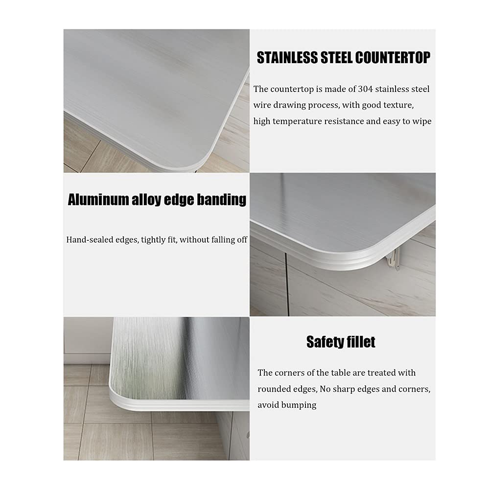**Heavy Duty 304 Stainless Steel Fold Down Wall Mounted Table - Space Saving Floating Desk for Kitchen, Garage, Laundry & Bathroom - Waterproof Workbench & Dressing Table (120x30cm, 13 Size Options)**    *Perfect for small spaces, DIY projects, meal prep, laundry folding, and home office setups!*