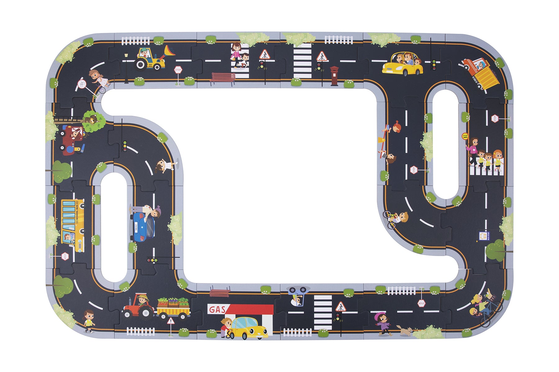 City Road 21 Piece Puzzle Play Set for Kids - Educational Toddler Toy with Vehicles & Buildings - Perfect for Preschool Learning & Family Game Night