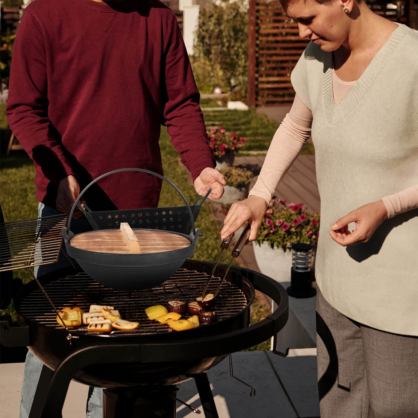 2-Piece Cast Iron Skillet Set - Non-Stick Dutch Oven with Lid, High-Temperature Resistant Camping Cookware for Soup, Stew & Boiling | Perfect for Outdoor Cooking, Camping Trips & Home Kitchen Use