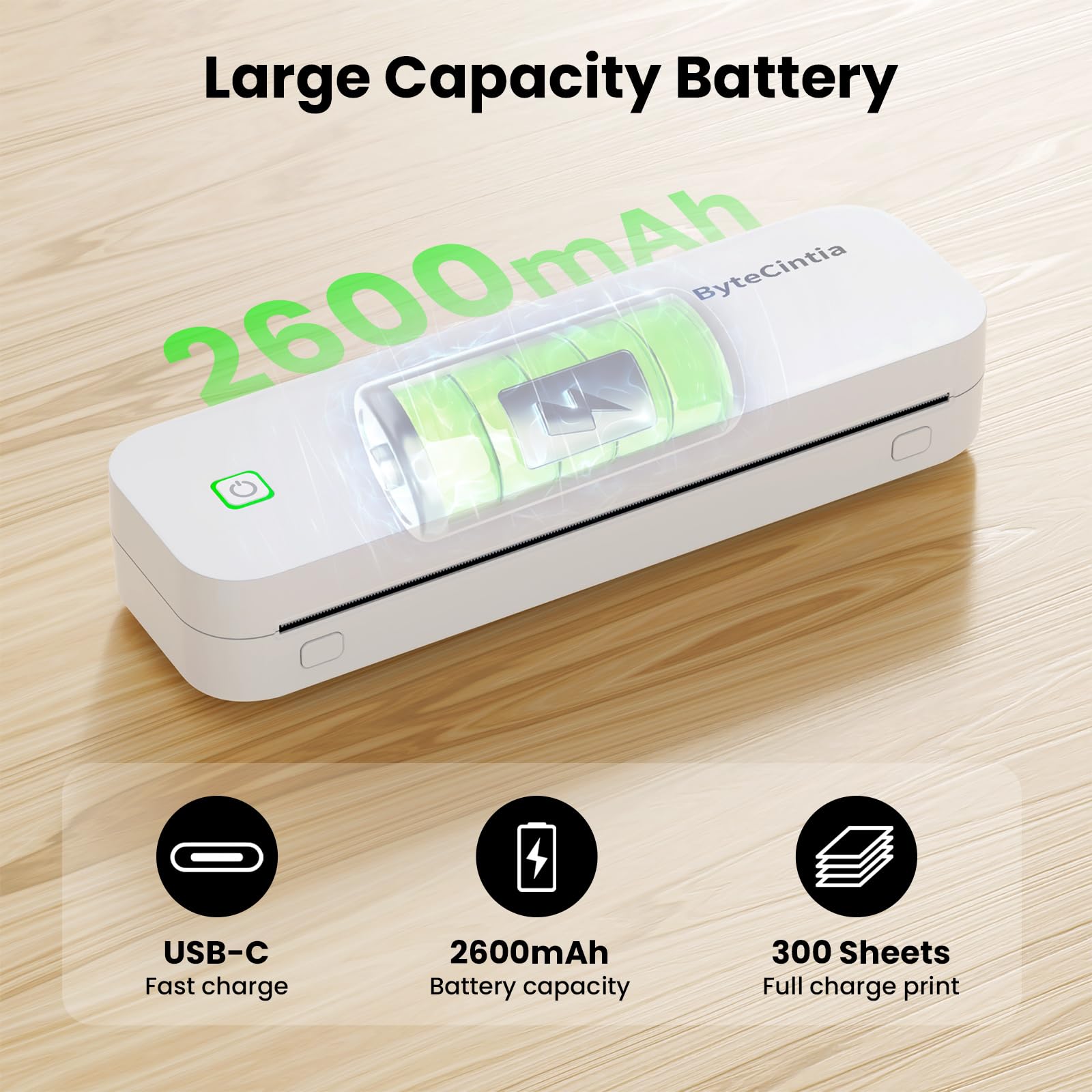 Portable Bluetooth Thermal Printer - 8.5 x 11 Inch US Letter Size, Wireless Mobile Printer for Android, iOS & Laptop | Inkless Travel Printer for Office, Car, School | Perfect for Business Trips, Home Office & On-the-Go Printing