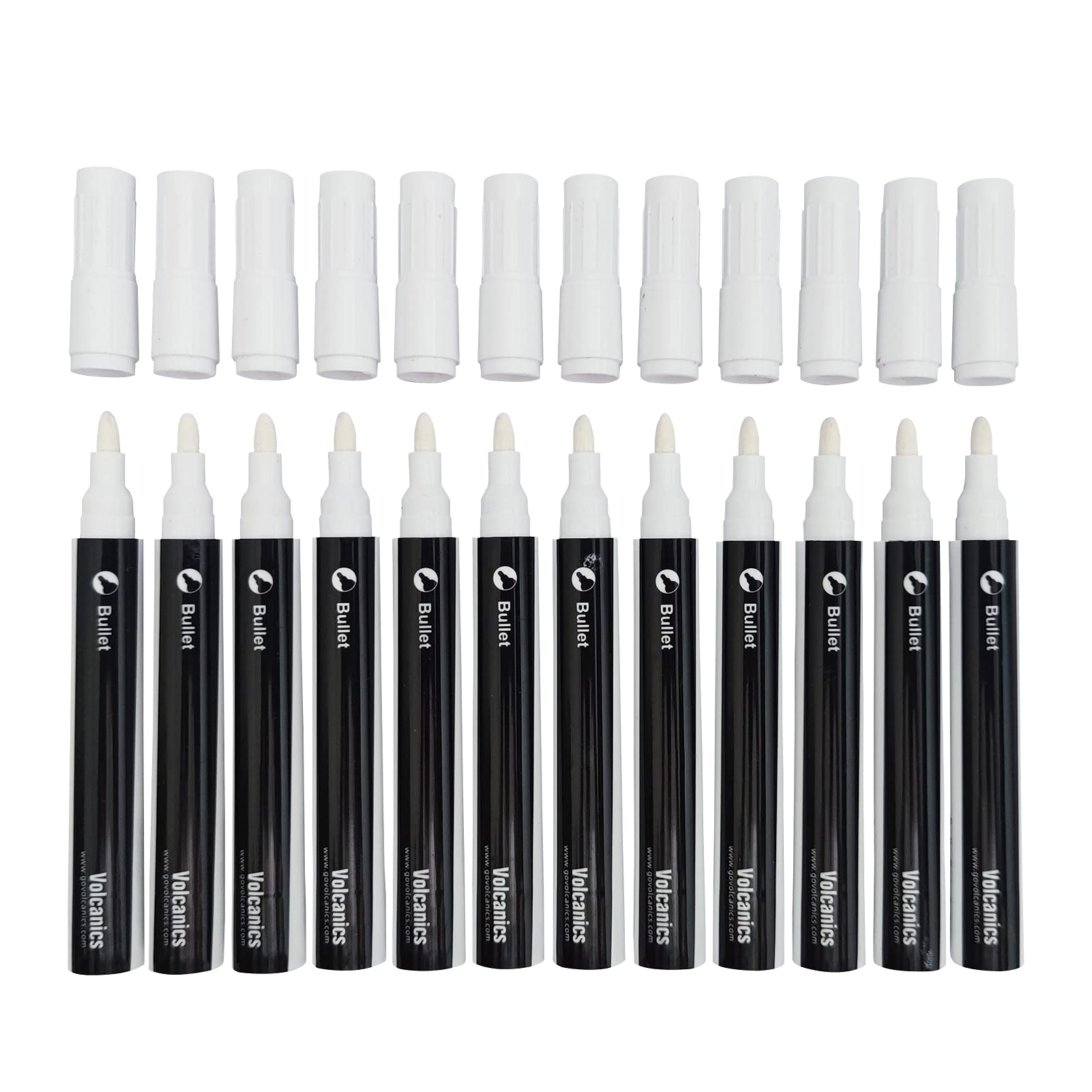 Volcanics White Window Markers - 12 Pack Washable Glass Markers, Window Crayons & Paint Markers for Kids & Adults - Perfect for Home, Office, Classroom Decor & Seasonal Window Art