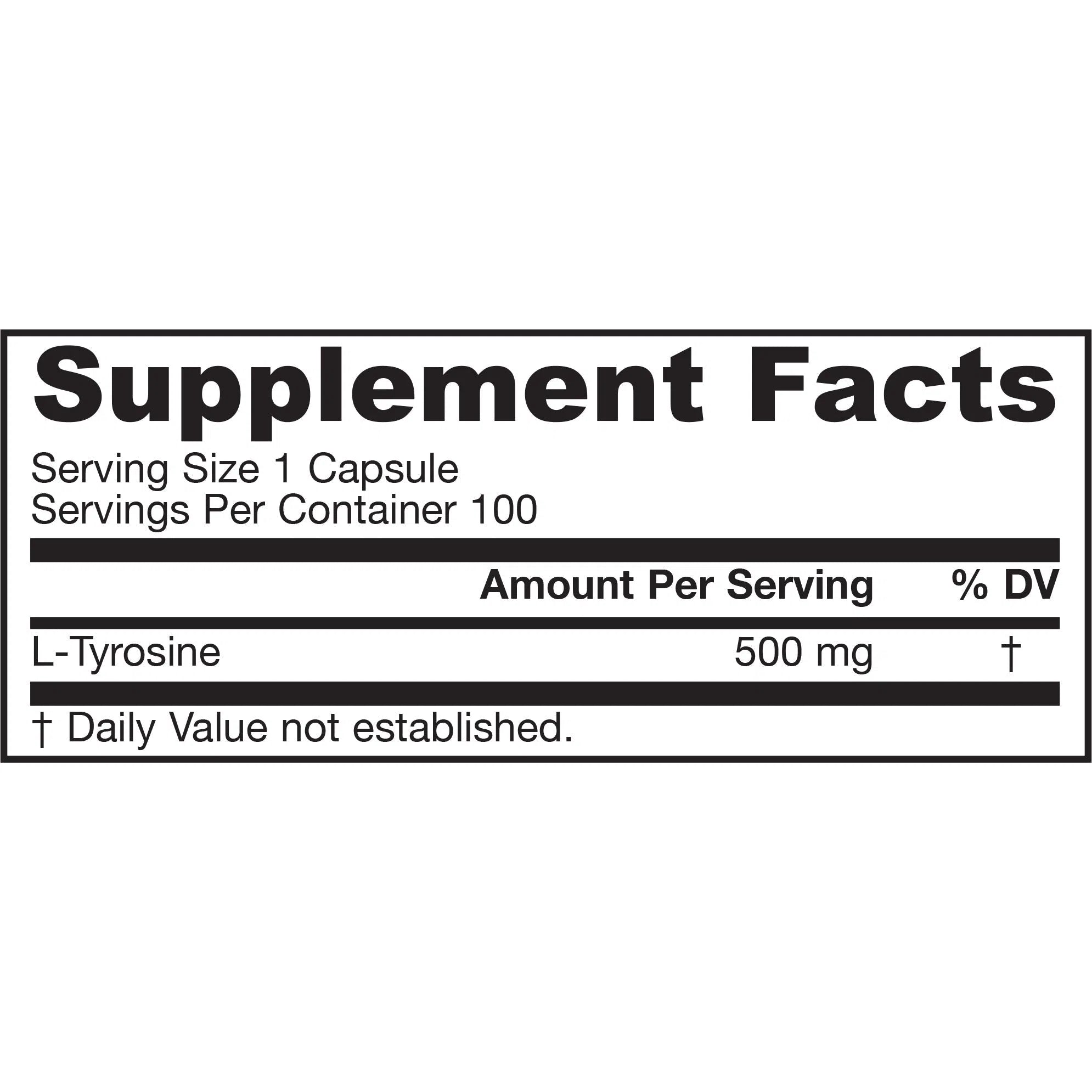 Jarrow Formulas L-Tyrosine 500mg Capsules - Supports Cognitive Function & Stress Relief - Ideal for Focus, Mood & Energy Boost