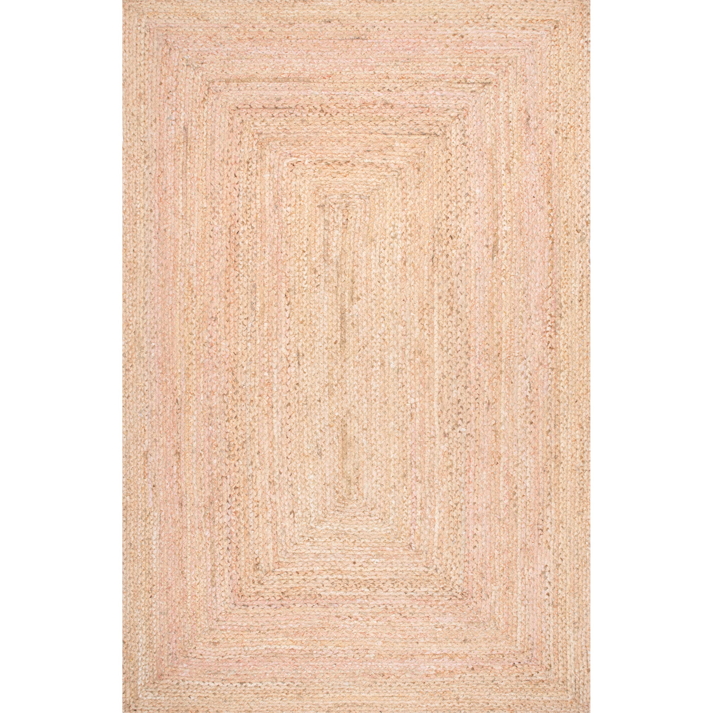 nuLOOM Hand Braided Otelia Denim and Jute Area Rug 5'x8' - Soft Beige Bohemian Style Rug for Living Room, Bedroom, or Dorm Decor