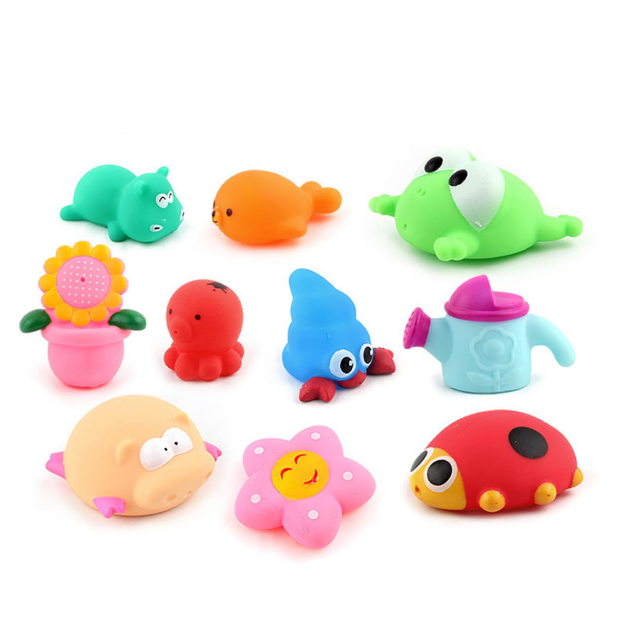 HEMOTON 12-Piece Sea Animal Bath Toys Set - Colorful Kitten & Marine Creature Bathtub Toys for Kids, Fun Bath Time & Pool Play (Durable, Non-Toxic) - Perfect for Toddler Bath Time, Sensory Play & Ocean-Themed Parties